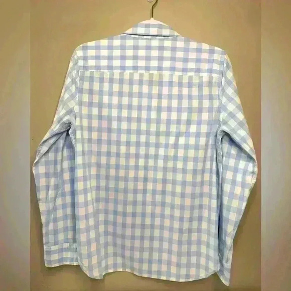 Gap Gingham Button Down S Coastal Blue Check Shirt Nautical Boyfriend Fit - Picture 3 of 12